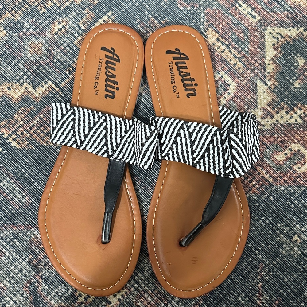 J. Crew Black and White Patterned Sandals